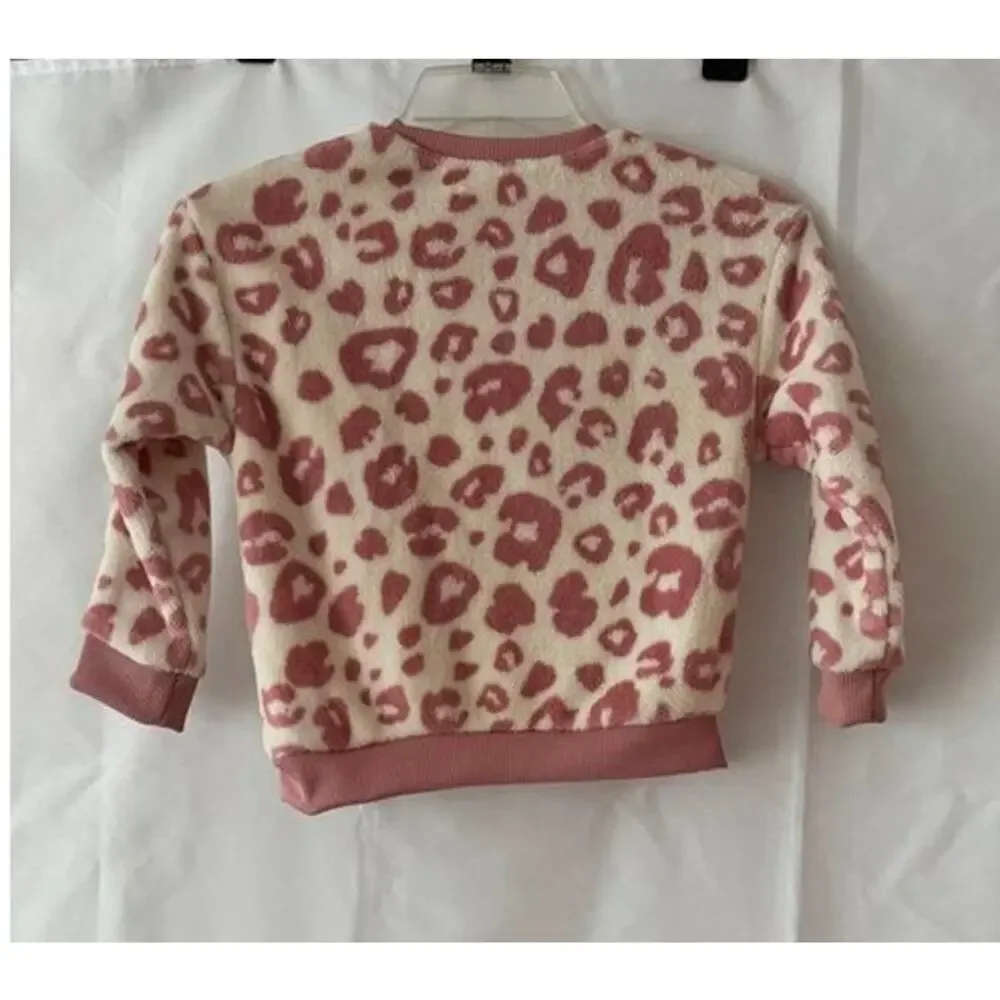 Jessica Simpson Girls Pullover Pink and White Leopard Print -Size 5/6